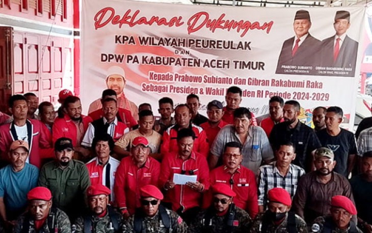 KPA dan PA Aceh Timur saat mendeklarasikan dukungan kepada pasangan Calon Presiden dan Wakil Presiden Prabowo Subianto–Gibran.