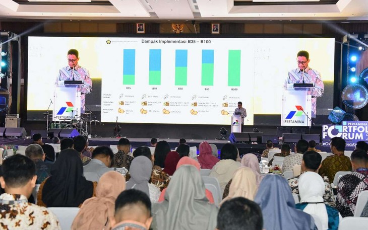 Wamen ESDM Yuliot saat memberikan sambutan pada acara Pertamina Portfolio Forum 2024
