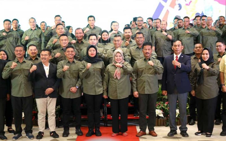 Kepala BP Batam/Walikota Batam Muhammad Rudi saat menghadiri Pelantikan Pengurus KONI Kota Batam masa bakti 2024-2028 di Grand Galaxy Ballroom Planet Holiday Hotel, Rabu (7/2/2024).