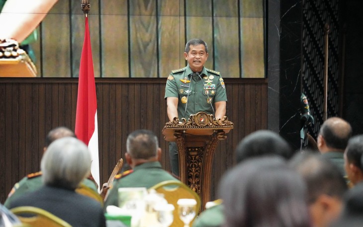 Kepala Staf Angkatan Darat (Kasad) Jenderal TNI Maruli Simanjuntak, M.Sc., dalam rakernis dilaksanakan di Markas Besar Angkatan Darat (Mabesad), Jakarta, Senin (22/1/2024)