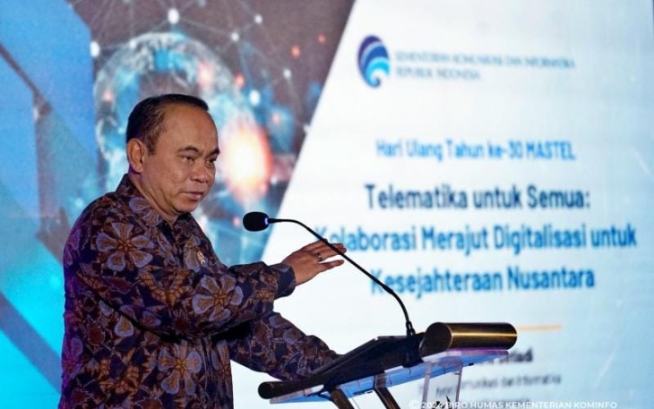 Menkominfo Budi Arie Setiadi dalam Peringatan HUT ke-30 MASTEL di Jakarta Selatan, Kamis (11/01/2024).