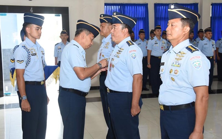 Dankoharmatau Marsekal Muda TNI Oki Yanuar, S.T., saat Pimpin Serah Terima Tiga Jabatan Koharmatau