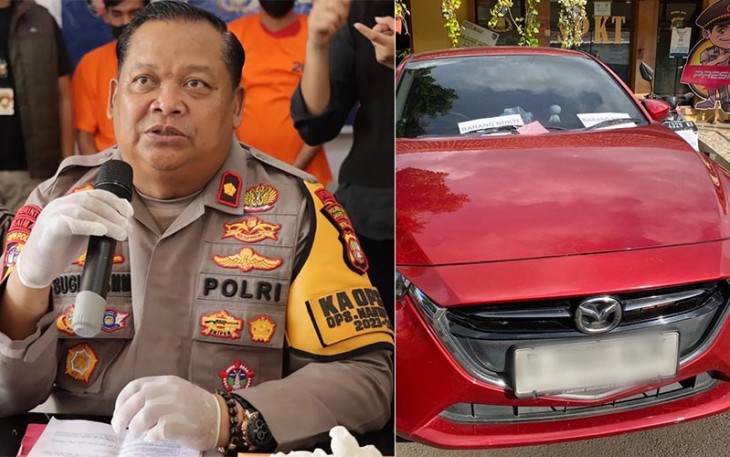 Kapolsek Palmerah Polres Metro Jakarta Kompol SUGIRAN, S. Pd, MM., saat ekspose tersangka dan barang bukti, Jumat, 26/1/2024.