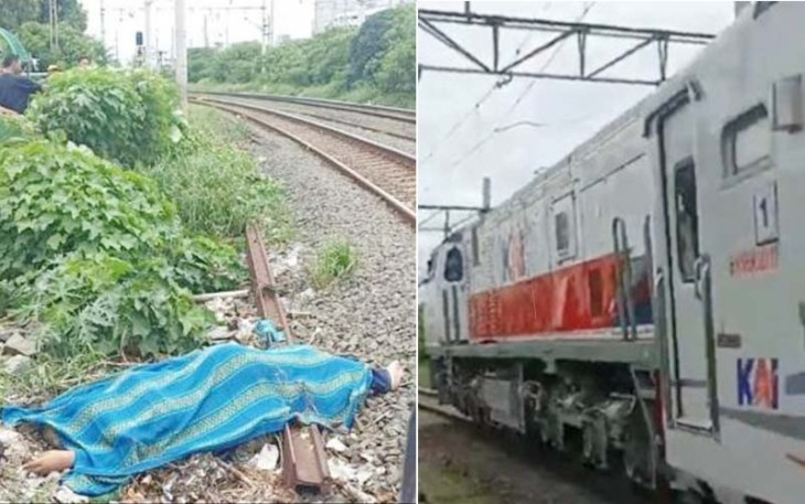 Kondisi jenazah pasca tertabrak kereta, di perlintasan dekat Stasiun Pondok Jati, Kecamatan Matraman, Jakarta Timur.