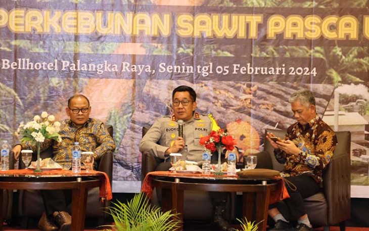 Kapolda Kalteng saat Diskusi Bersama GAPKI dan Forkopimda di Swiss Bell Hotel Danum, Jl. Tjilik Riwut Km.5,  Kota Palangka Raya, Senin (5/2/2024) siang. 