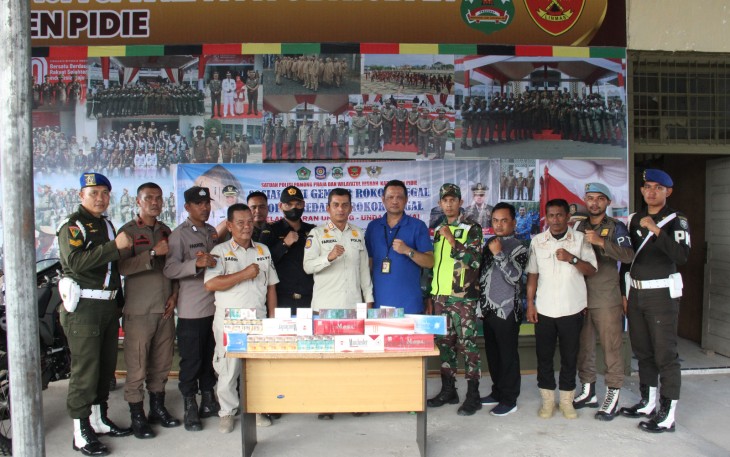 Bea Cukai Banda Aceh Bersama Satpol PP dan WH Kabupaten Pidie Gelar Operasi Rokok Ilegal