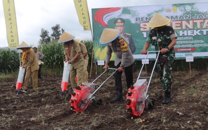 Polres dan Dinas Pertanian Tanam Jagung 2 Hektar di Pemalang