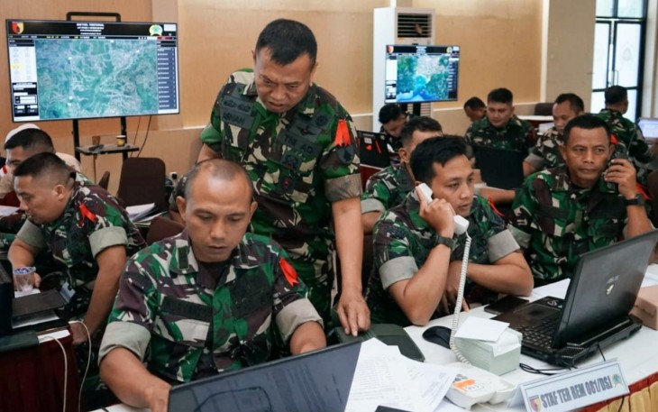 Latihan Posko I Staf Korem 081/DSJ di Makorem, Madiun, Selasa (9/9)