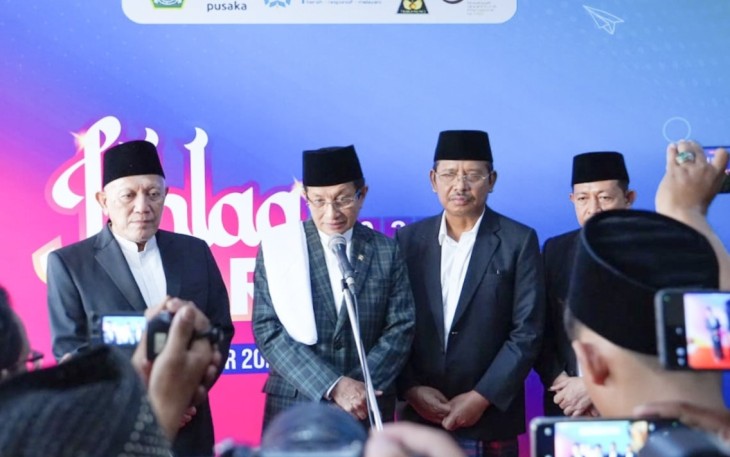 Menag Nasaruddin Umar saat memberikan keterangan pers di Jombang, Senin (22/9)