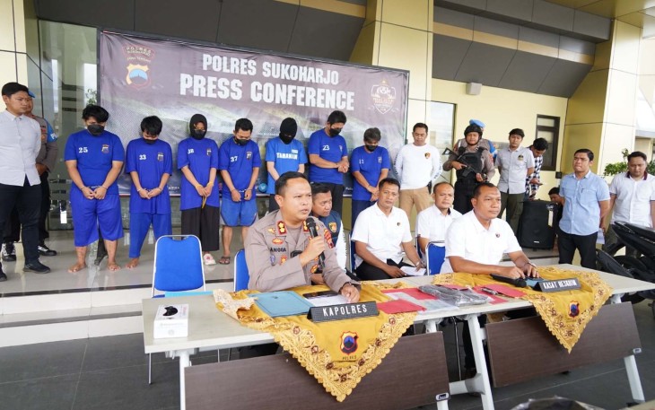 Kapolres Sukoharjo AKBP Anggaito Hadi Prabowo saat konferensi pers, Kamis (23/10)