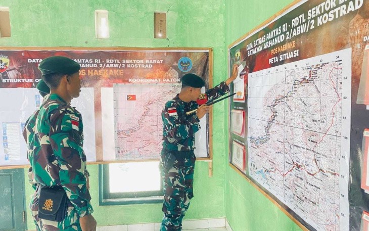Dansatgas Pamtas RI-RDTL Sektor Barat Letkol Arh Endis Fahrul Rizal mengunjungi Pos Naekake