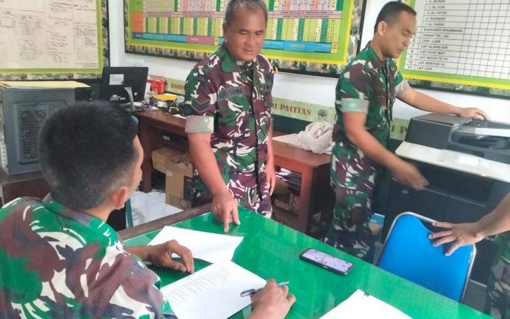 Denbekang V/1.B Madiun saat evaluasi di Kodim 0801/Pacitan, Rabu (12/11)