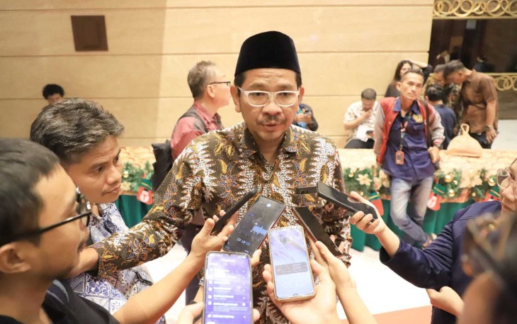 Dirjen Bimas Islam Abu Rokhmad saat memberikan keterangan pers di Jakarta, Rabu (31/12)