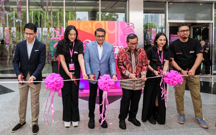 Menteri Ekraf Teuku Riefky saat membuka acara Jakarta X Beauty 2025 di Jakarta International Convention Center (JICC) pada Kamis, 3 Juli 2025.