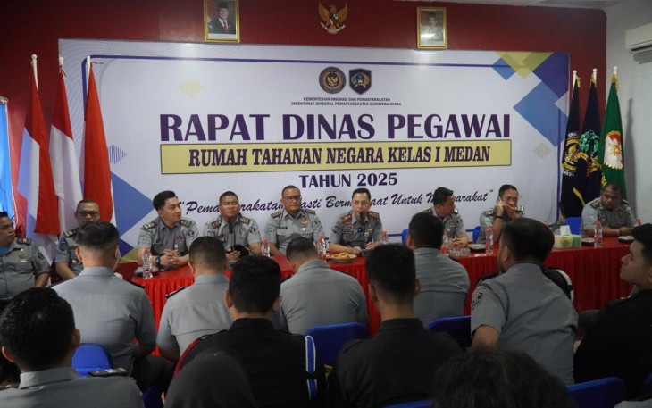 Rutan Kelas I Medan Gelar Rapat Dinas dan Lakukan Pemeriksaan Urine