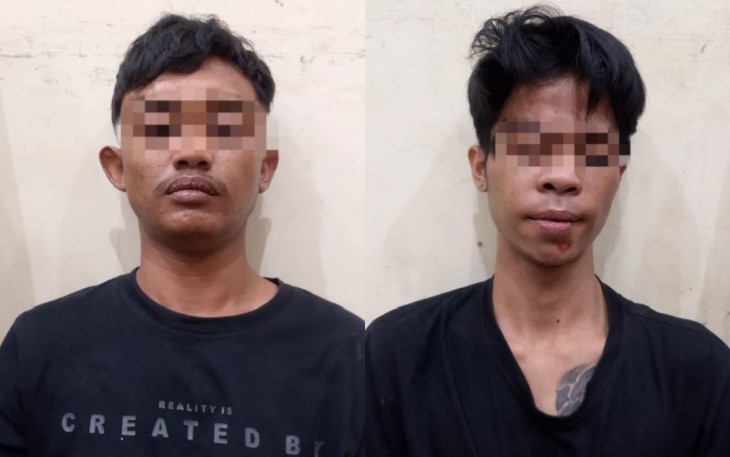 RTS (25) dan NIS (22), tersangka kasus pengeroyokan maut di Colomadu, Kabupaten Karanganyar