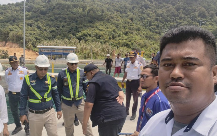 Kadishub Kepri bersama ASDP Uji Sandar Kapal Roll-on/Roll-off (Roro) di Pelabuhan Letung