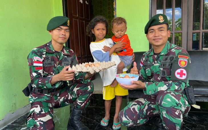 Telur rebus Satgas Yonarmed 12 Kostrad 