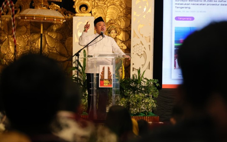 Menteri Agraria dan Tata Ruang/Kepala Badan Pertanahan Nasional (ATR/BPN), Nusron Wahid, menjadi pembicara kunci dalam Musyawarah Nasional (Munas) Masyarakat Ahli Survey Kadaster Indonesia (MASKI) 2025, Selasa (25/11/2025)