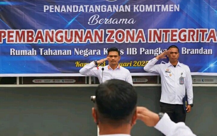 Karutan Pangkalan Brandan Erwin Siregar Gelar Upacara Penandatanganan Komitmen Bersama  Pembangunan ZI Menuju WBK dan WBBM