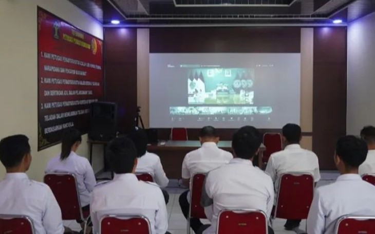 Rutan Pangkalan Brandan Ikuti Anev Kinerja Diselenggarakan Oleh Kemenimipas Secara Virtual.