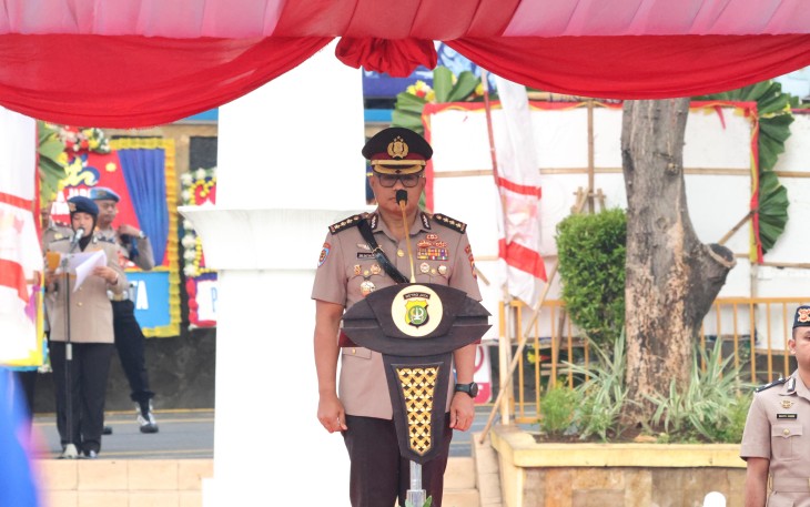 Irwasda Polda Metro Jaya Kombes Pol Sri Satyatama saat Pimpin Upacara Peringatan Hari Juang Polri 2025