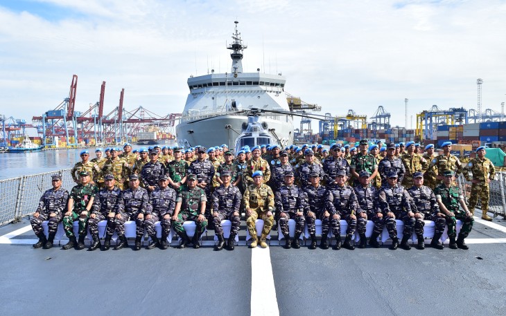 Komandan Puspenerbal Dampingin Kasal Sambut Kedatangan Maritime Task Force TNI Konga XXVIII-O/UNIFIL