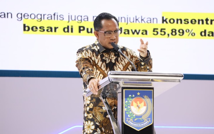 Mendagri Muhammad Tito Karnavian pada Rapat Koordinasi Nasional (Rakornas) Dukcapil dengan Lembaga Pengguna 2025 di Pullman Jakarta Central Park, Selasa (9/12/2025) malam.