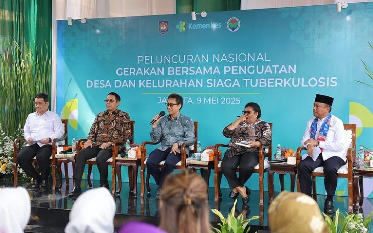 Menkes Budi dalam acara Peluncuran Nasional Gerakan Bersama Penguatan Desa dan Kelurahan Siaga TBC di Jakarta Timur, Jumat (95).
