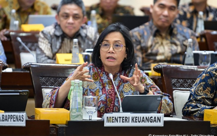 Menkeu Sri Mulyani Indrawati dalam Rapat Kerja Komisi XI DPR di Jakarta pada Kamis (0307).
