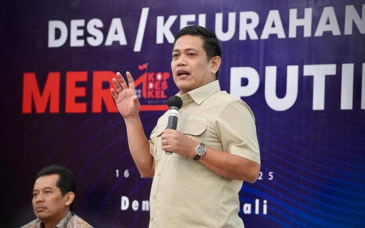 Deputi Pengembangan Usaha Kemenkop, Panel Barus dalam Forum Kemitraan dan Sosialisasi Pengembangan Usaha Koperasi Desa/KelurahanMerah Putih Melalui Hilirisasi Komoditas Unggulan di Provinsi Bali.