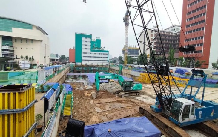 Progress pembangunan pondasi bangunan RS Harapan Kita - Tokushukai