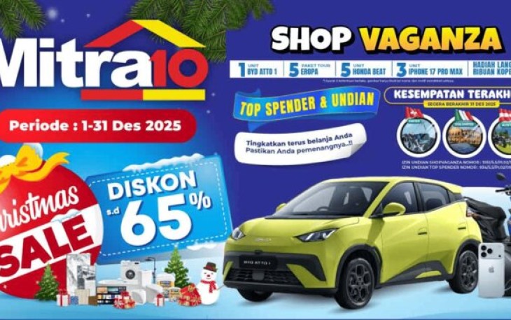Sisa Sebulan Shopvaganza 2025, Nikmati Juga Diskon Christmas Sale Hingga 65% di Mitra10!