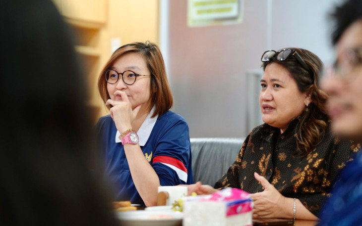 Wamenekraf, Irene Umar (kiri) saat temui Kepala Bappeda DKI bahas kolaborasi Jakarta Future Festival sebagai ruang ekspresi kreatif menuju 500 tahun Jakarta, Kantor Bappeda Jakarta, Selasa (6/5/2025).