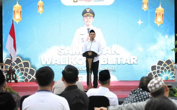 Walikota Blitar Syauqul Muhibbin Saat Sampaikan Sambutan di Acara Ramadhan SAE Festival Tahun 2025