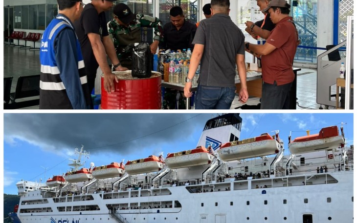Pelni Bitung bersama Petugas gabungan saat mengamankan minuman keras jenis cap tikus