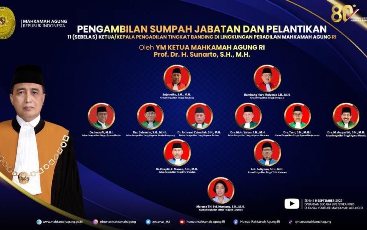 Ketua Mahkamah Agung Lantik 11 Pimpinan Pengadilan Tingkat Banding 