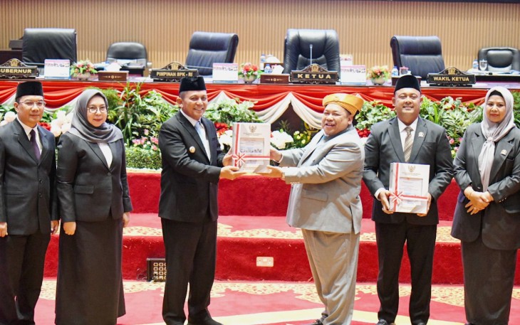 Penyampaian Laporan Hasil Pemeriksaan (LHP) Badan Pemeriksa Keuangan (BPK) RI atas Laporan Keuangan Pemerintah Daerah (LKPD) Provinsi Kepulauan Riau Tahun Anggaran 2024, yang digelar pada Senin (23/6) di Balairung Raja Khalid Hitam, Kantor DPRD Provinsi Kepri, Pulau Dompak, Tanjungpinang.