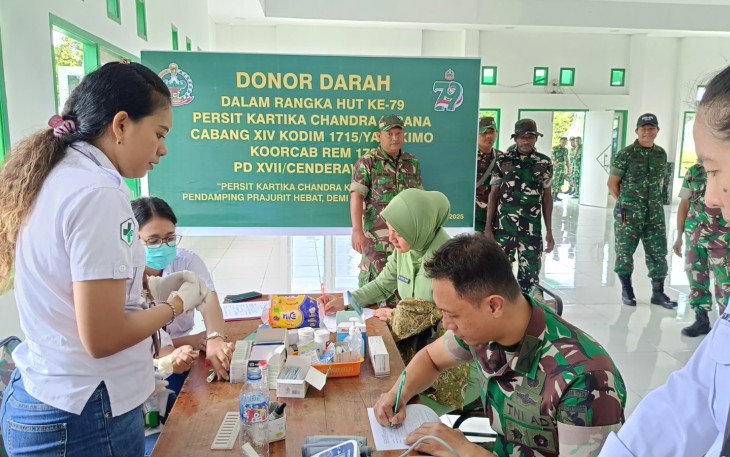 Kodim 1715/Yahukimo Gelar Donor Darah Semarakkan HUT Persit Ke-79