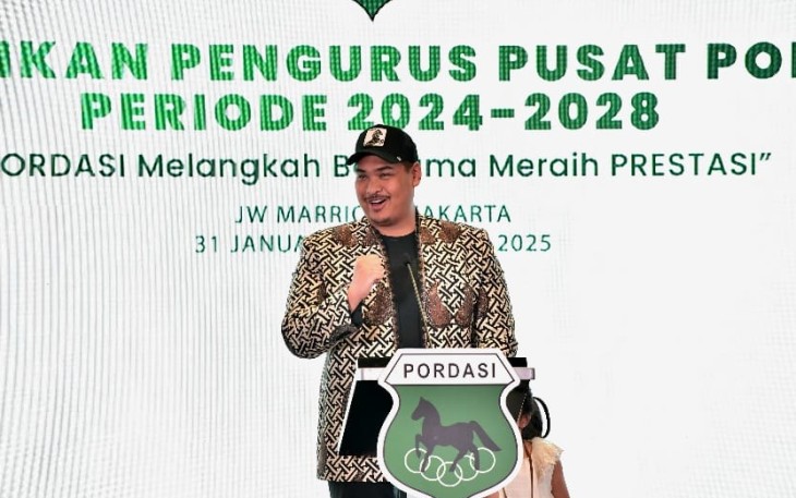 Menteri Pemuda dan Olahraga Republik Indonesia (Menpora RI) Dito Ariotedjo menghadiri pelantikan Pengurus Pusat Persatuan Olahraga Berkuda Seluruh Indonesia (Pordasi) periode 2024-2028 di JW Marriott, Jakarta, Sabtu (1/2)