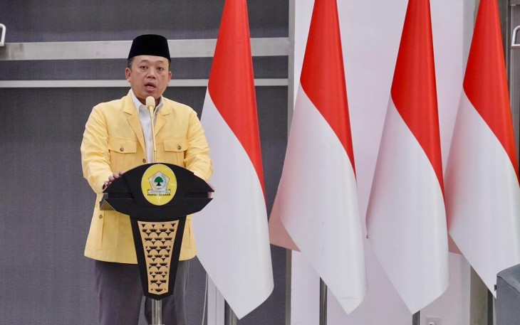 Menteri ATR/Ka.BPN RI, Nusron Wahid saat menjadi keynote speaker dalam Seminar “Reforma Agraria dan Keadilan Distribusi Tanah untuk Mewujudkan Asta Cita”, di Kantor DPP Partai Golkar, Jakarta, Jumat (12/12/2025). 