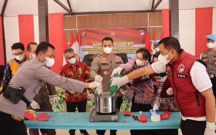 Polres Lamandau Gelar Press Release dan Pemusnahan Barang Bukti Narkotika