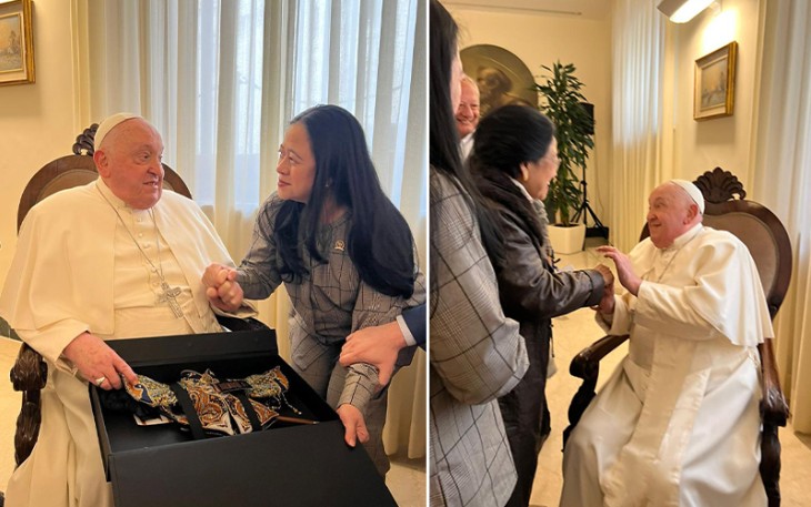 Puan bersama Megawati datang ke kediaman Paus Fransiskus di Domus Sancta Marthae atau Residen Santa Marta, Vatikan, Jumat (7/2/2025) sore waktu setempat.