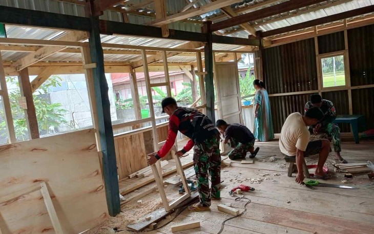Pengerjaan sasaran RTLH Kodim Soppeng 