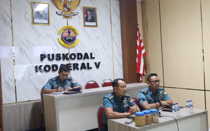 Diskusi pembentukan satuan siber TNI AL secara vidcon bersama Pangkoarmada RI, Kamis (29/1)