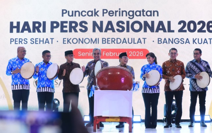 Puncak HPN 2026 di Pelataran Masjid Raya Bantani, Serang, Banten, Senin (9/2)