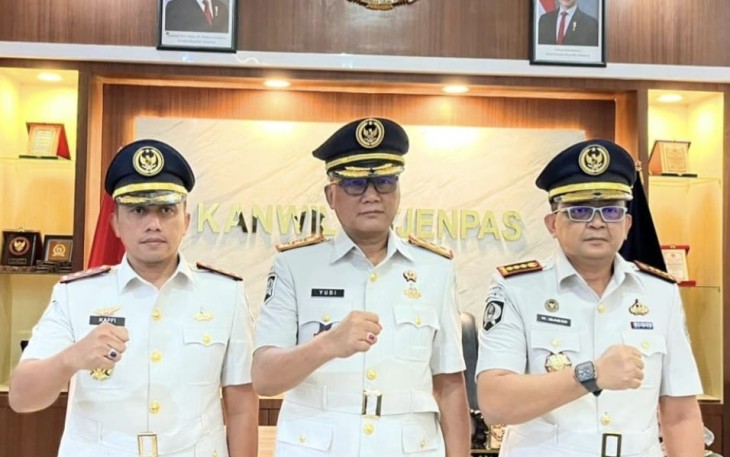 Kalapas Binjai Mochamad Mukaffi saat foto bersama usai pelantikan
