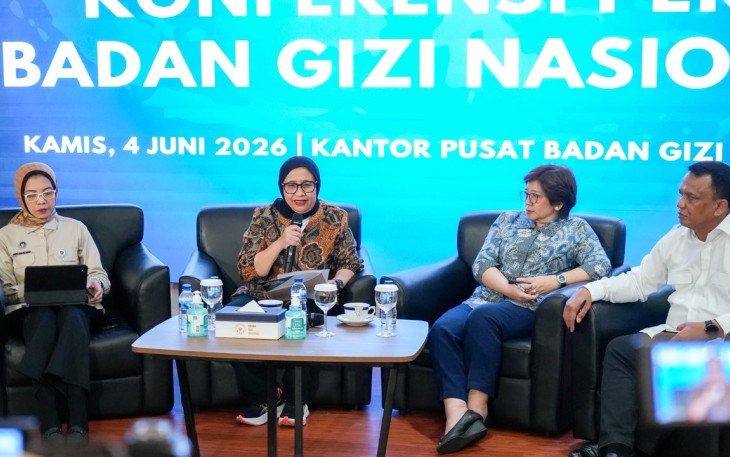 Kepala Badan Gizi Nasional, Nanik S. Deyang, dalam Konferensi Pers Badan Gizi Nasional yang digelar di Kantor Pusat BGN, Kamis (4/6)
