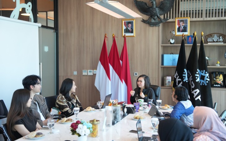 Wakil Menteri Ekonomi Kreatif, Irene Umar, menerima audiensi musisi lullaboy di Kantor Kementerian Ekraf, Jakarta, Jumat (19/6/2026)