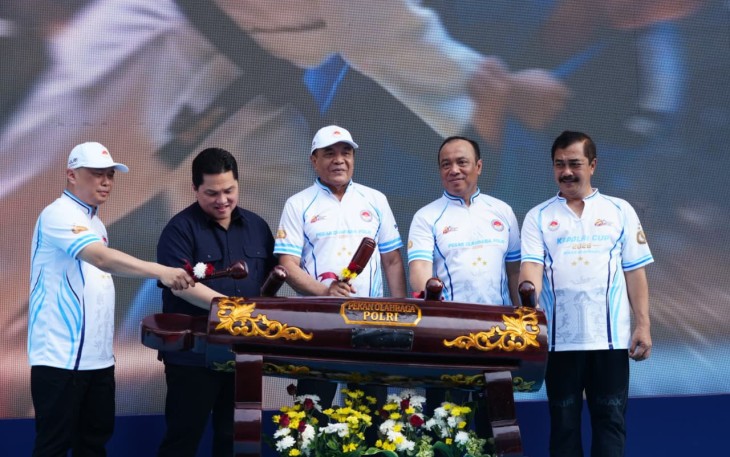 Menpora Erick Tohir menghadirin pembukaan Pekan Olahraga Polri 2026 di Polda Metro Jaya, Minggu (28/6)